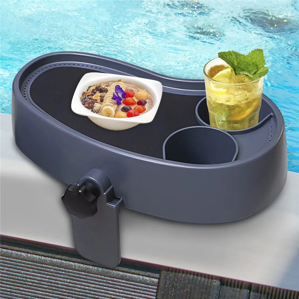 Non Slip Hot Tub Caddy Tray Adjustable Spa Side Table Plastic Drink Cup Holder - 4