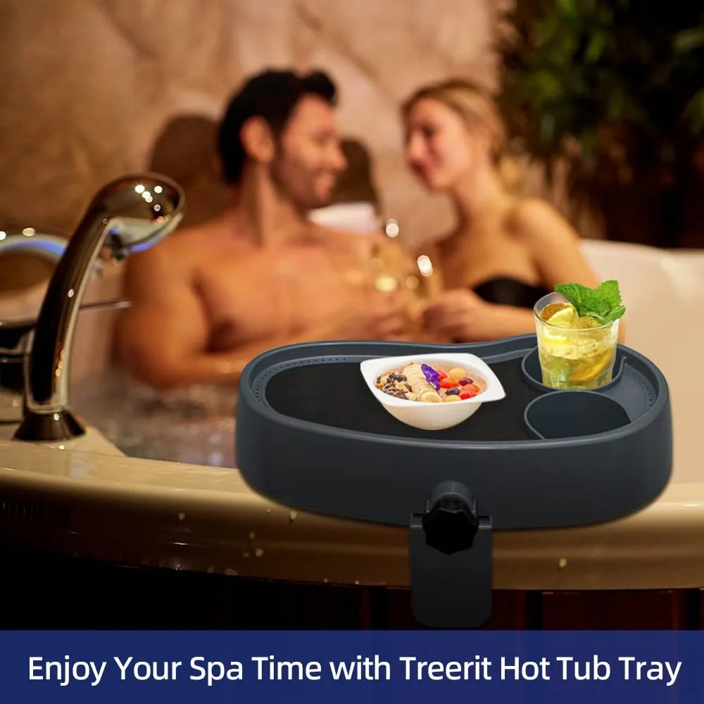 Non Slip Hot Tub Caddy Tray Adjustable Spa Side Table Plastic Drink Cup Holder - 5