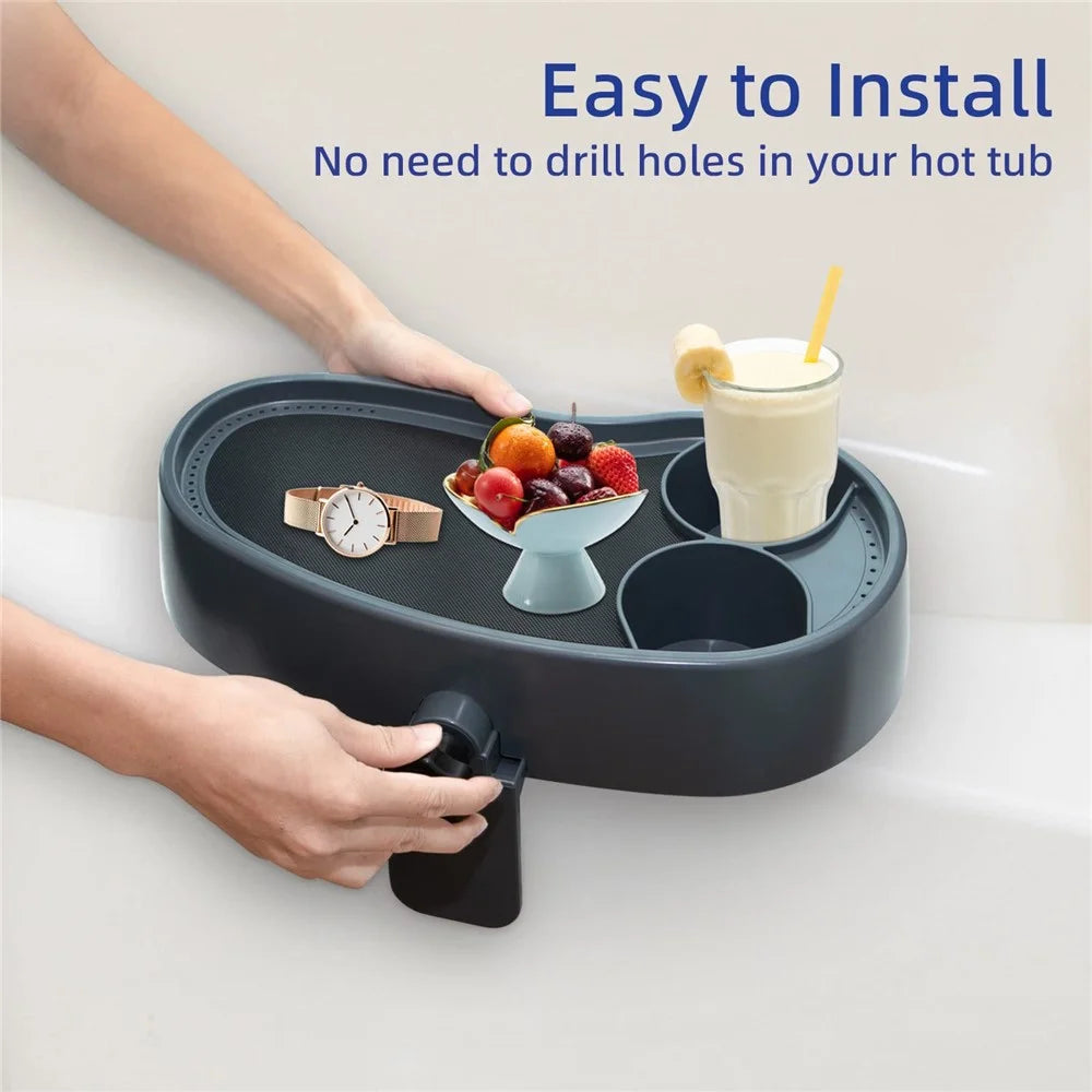 Non Slip Hot Tub Caddy Tray Adjustable Spa Side Table Plastic Drink Cup Holder - 6