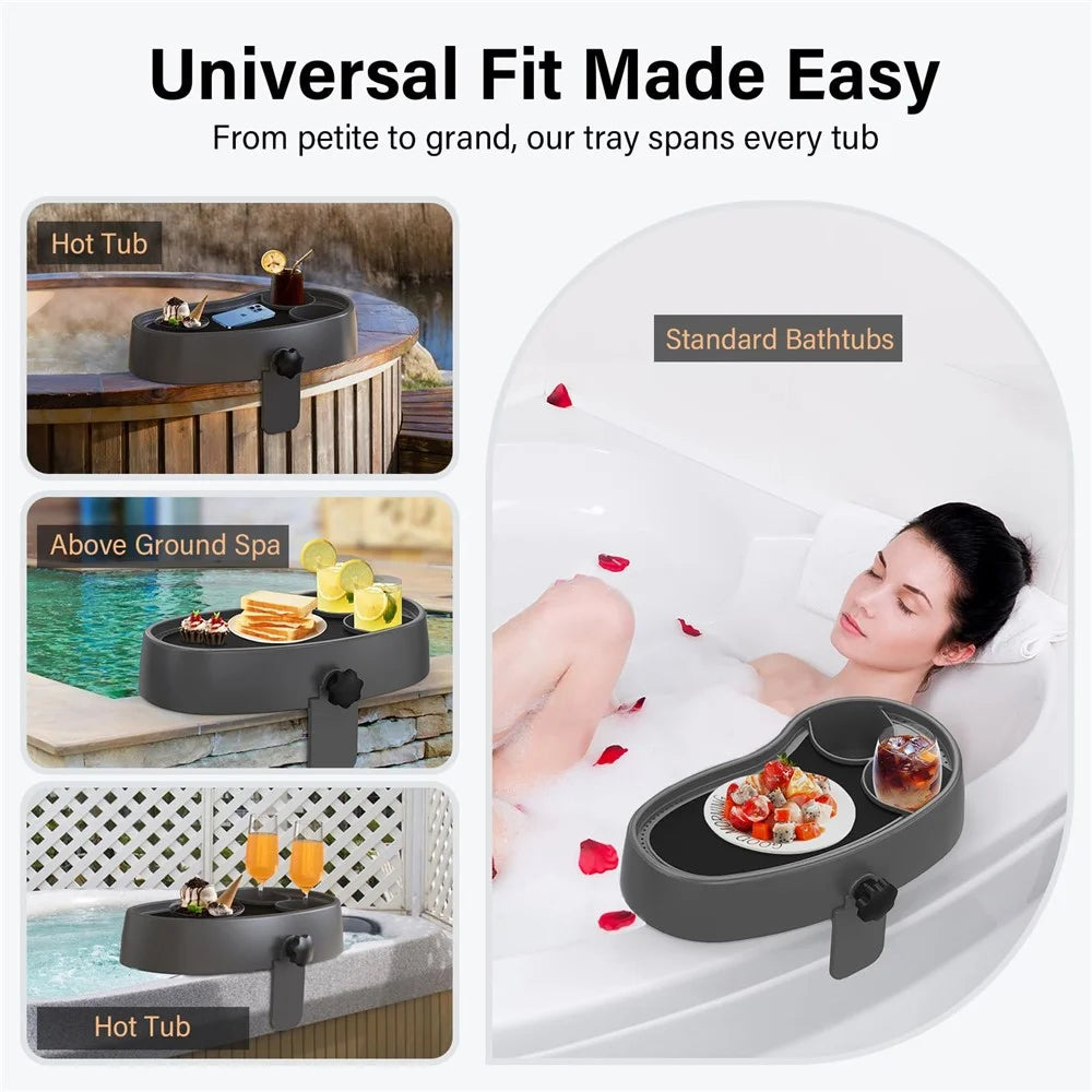 Non Slip Hot Tub Caddy Tray Adjustable Spa Side Table Plastic Drink Cup Holder - 7