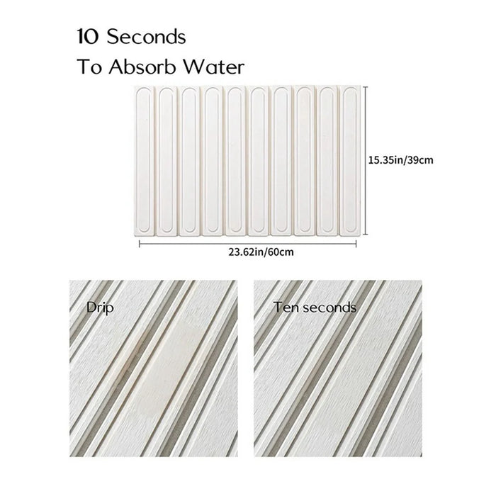 Foldable Rectangular Strips Diatomite Quick Dry Countertop Mat Water Absorbent Non Slip Insulation Pad - White - 2