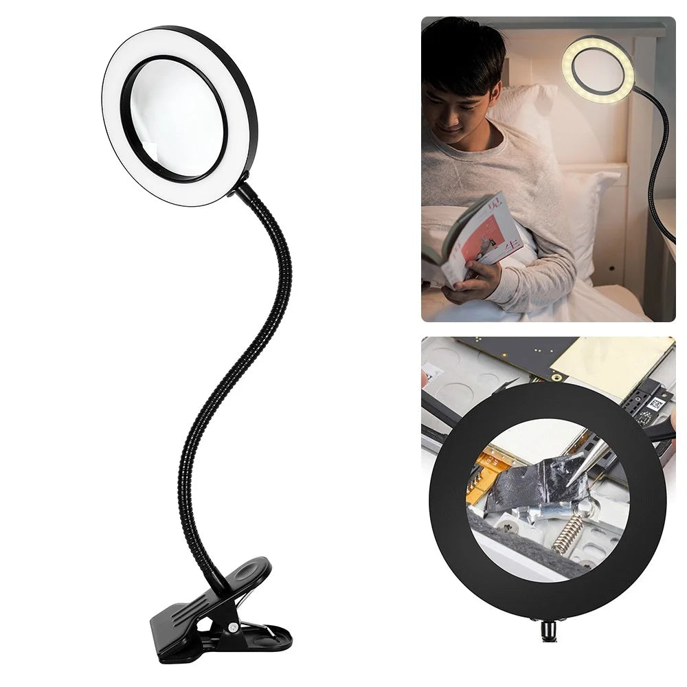 3160B 160mm 360-degree Rotation Illuminating Magnifier 10X Magnification with Fill Light - 1