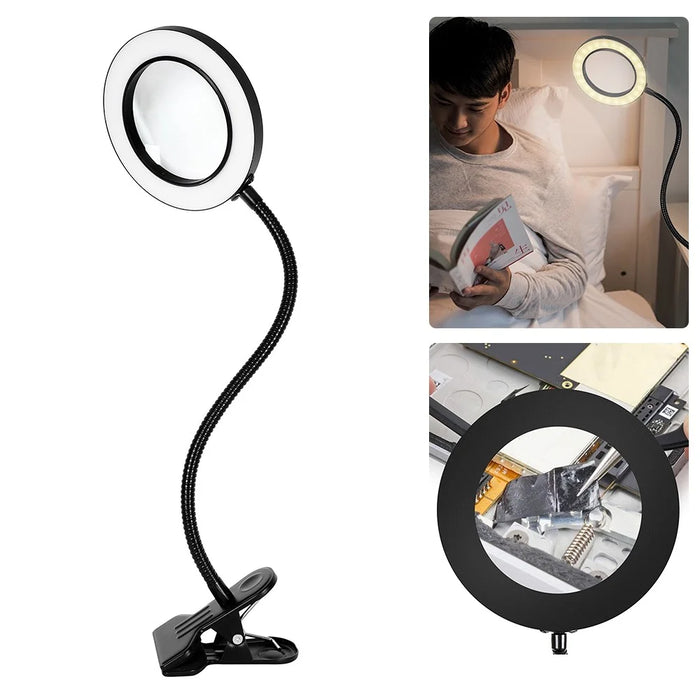 3160B 160mm 360-degree Rotation Illuminating Magnifier 10X Magnification with Fill Light - 1
