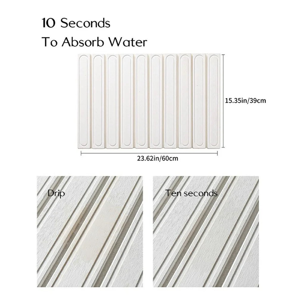 Foldable Oval Strips Diatomite Quick Dry Countertop Mat Water Absorbent Non Slip Insulation Pad - Medium Grey - 7