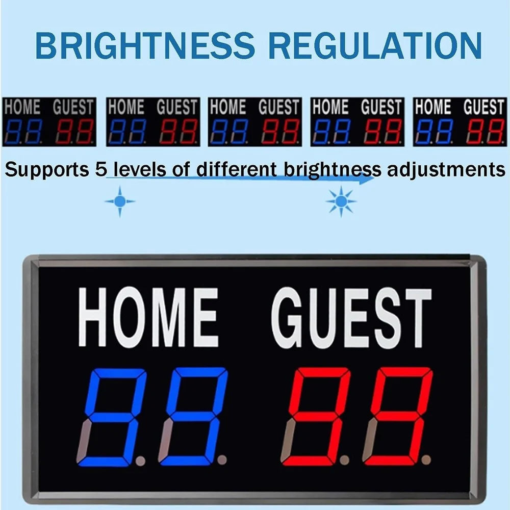 Electronic Scoreboard Aluminum Alloy LED Display Sports Score Keeper with Remote Control - 4