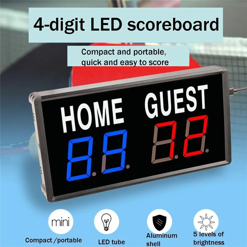Electronic Scoreboard Aluminum Alloy LED Display Sports Score Keeper with Remote Control - 5