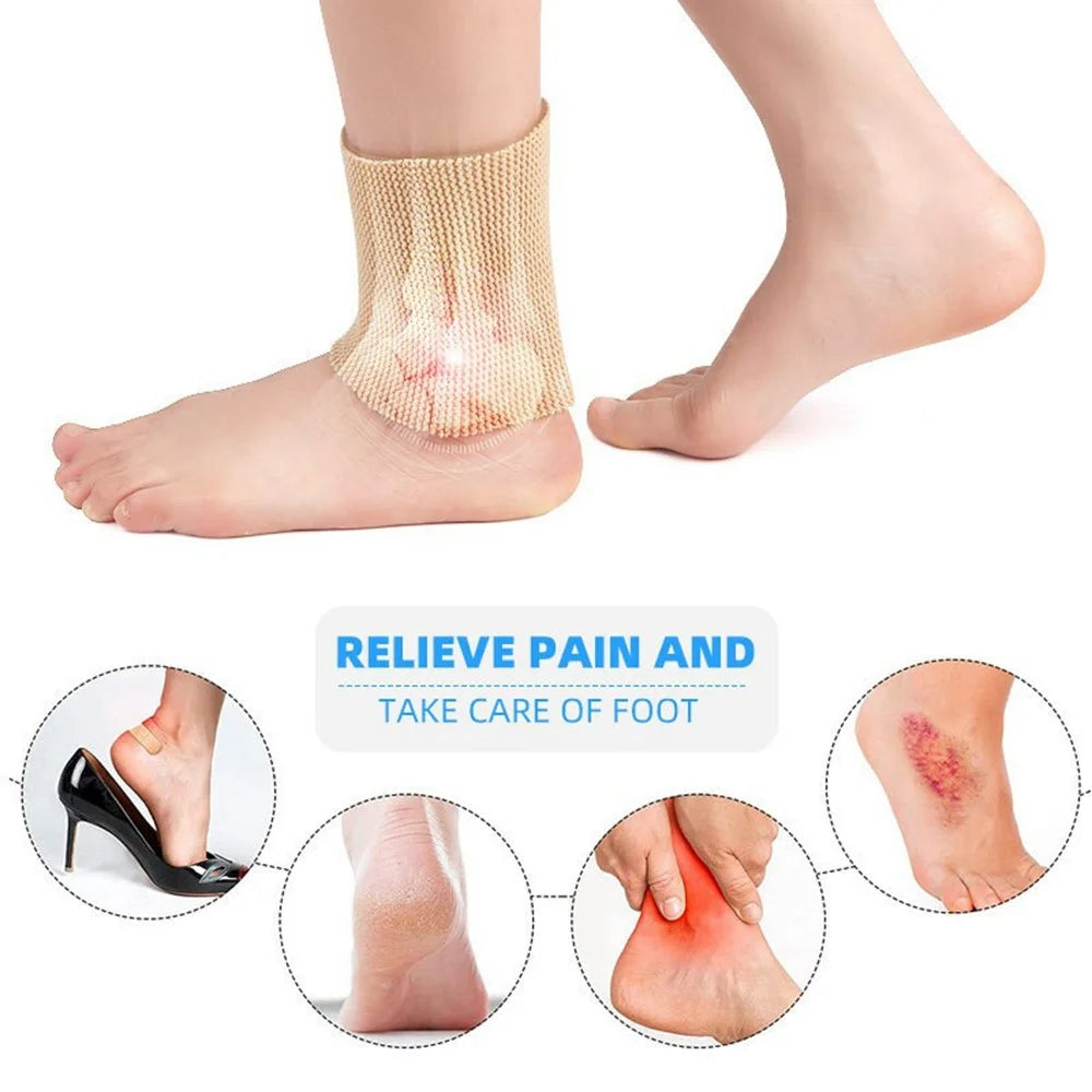 Ankle Support Brace Compression Sleeve Elastic Bandage Foot Heel Protector Gift - Nude - 3