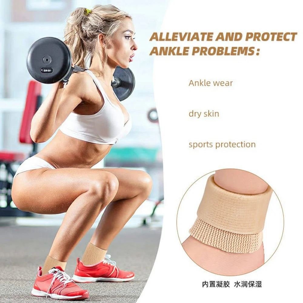 Ankle Support Brace Compression Sleeve Elastic Bandage Foot Heel Protector Gift - Nude - 4