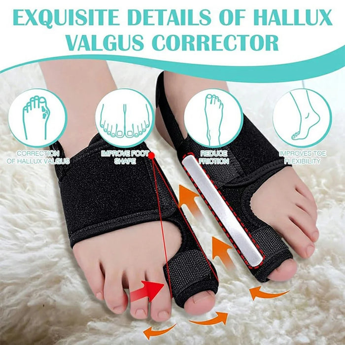 003 Bunion Corrector Adjustable Toe Separator Orthotics Feet Bone Thumb Adjuster Foot Care Tool Gift - Black / Right - 2