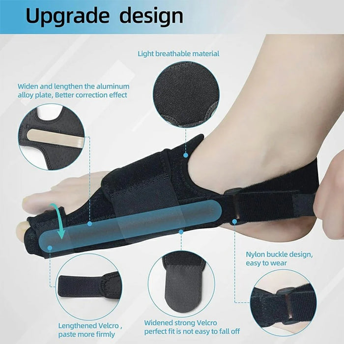 003 Bunion Corrector Adjustable Toe Separator Orthotics Feet Bone Thumb Adjuster Foot Care Tool Gift - Black / Right - 6