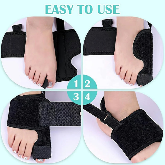 003 Bunion Corrector Adjustable Toe Separator Orthotics Feet Bone Thumb Adjuster Foot Care Tool Gift - Black / Right - 7