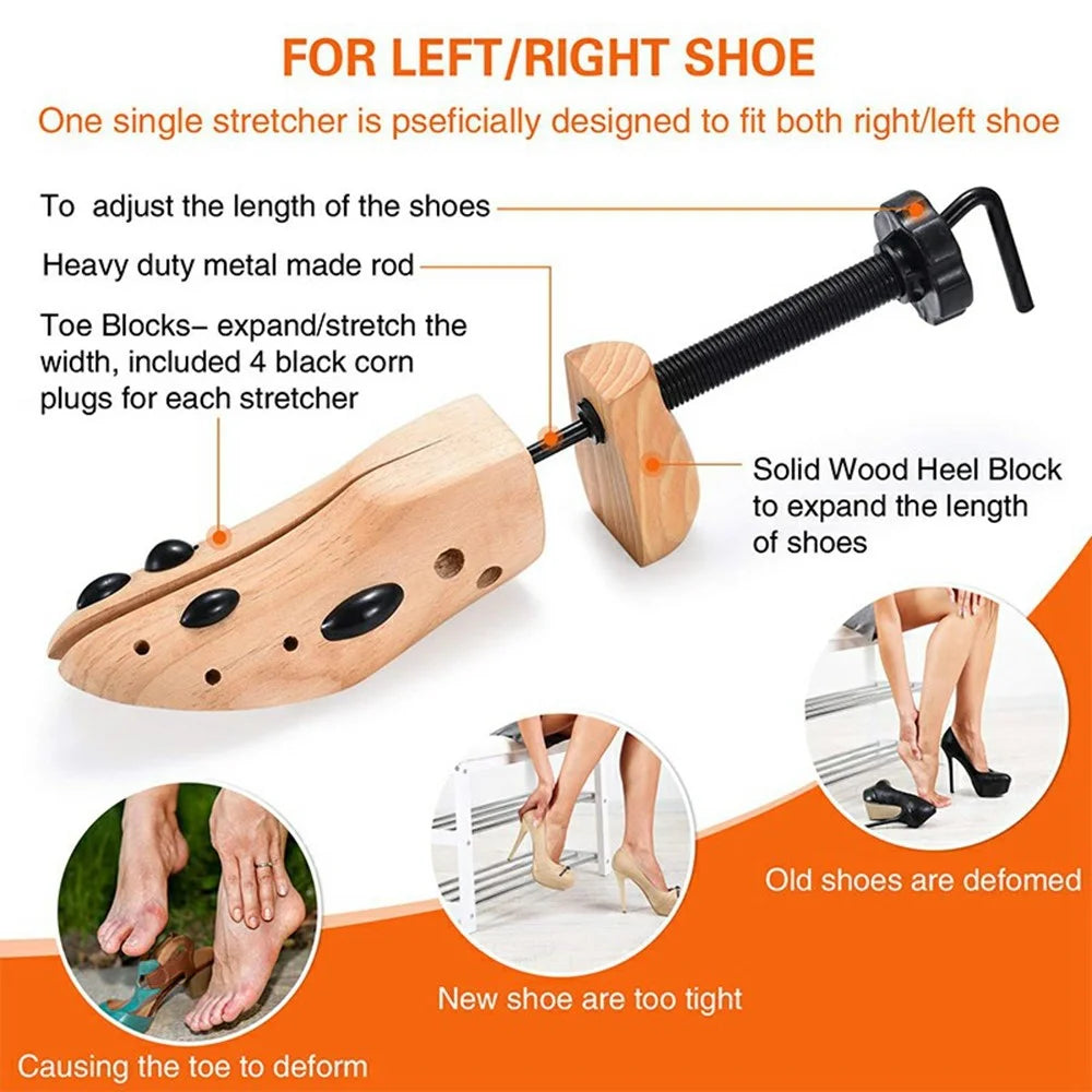 Adjustable Wooden Shoe Stretcher For Men  /  Women Pine Wood Shoe Shaper S Size 34-37 - 4