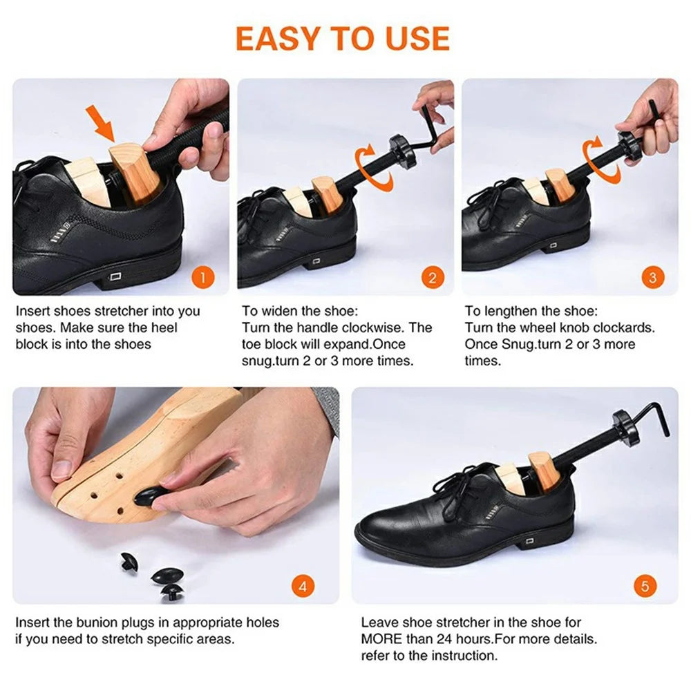 Adjustable Wooden Shoe Stretcher For Men / Women Pine Wood Shoe Shaper M Size 38 - 41 - 5