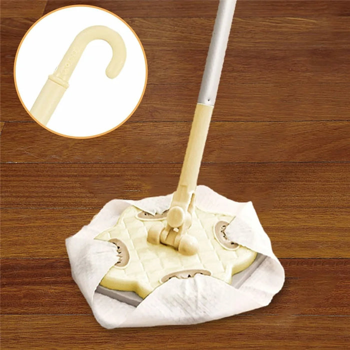 1 Section Pole Household Disposable Face Towel Mop Dust Removal Floor Cleaner - Cream White - 5