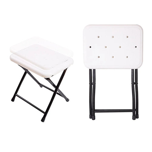 Foldable Shower Stool Waterproof Bathroom Anti Slip Carbon Steel Pipe Bath Seat for Elderly Children - 1