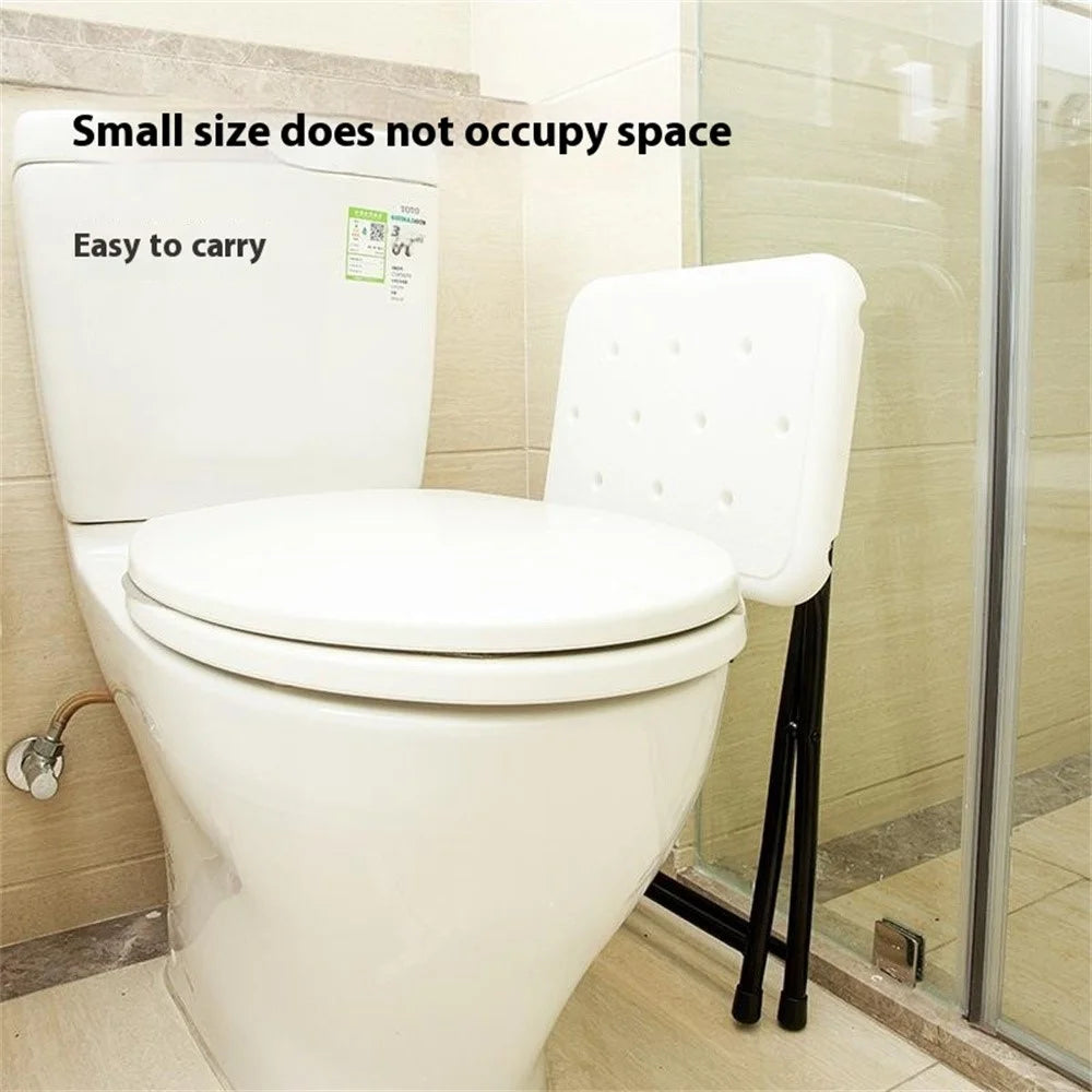 Foldable Shower Stool Waterproof Bathroom Anti Slip Carbon Steel Pipe Bath Seat for Elderly Children - 4