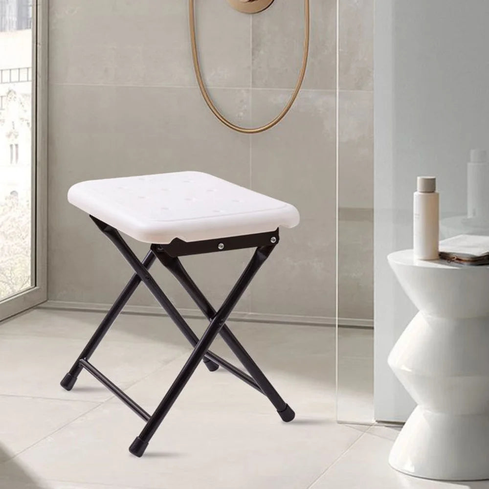 Foldable Shower Stool Waterproof Bathroom Anti Slip Carbon Steel Pipe Bath Seat for Elderly Children - 6