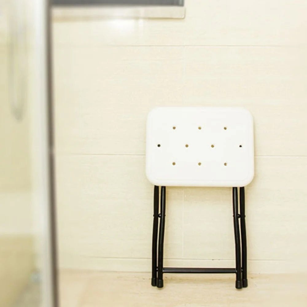 Foldable Shower Stool Waterproof Bathroom Anti Slip Carbon Steel Pipe Bath Seat for Elderly Children - 7