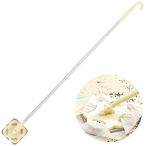 4 Sections Pole Household Disposable Face Towel Mop Dust Removal Floor Cleaner - Cream White - 1