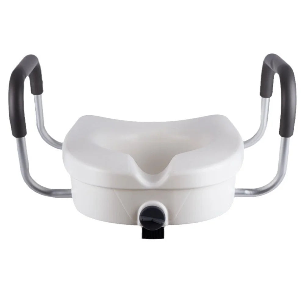 Adjustable Toilet Seat Riser with Padded Aluminum Alloy Armrests for Elderly Pregnant  Disabled - 1