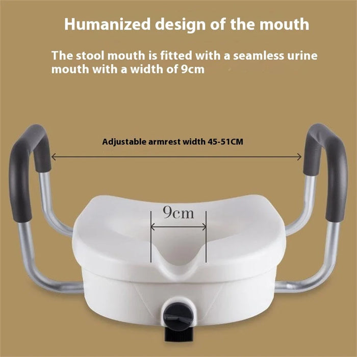 Adjustable Toilet Seat Riser with Padded Aluminum Alloy Armrests for Elderly Pregnant  Disabled - 5