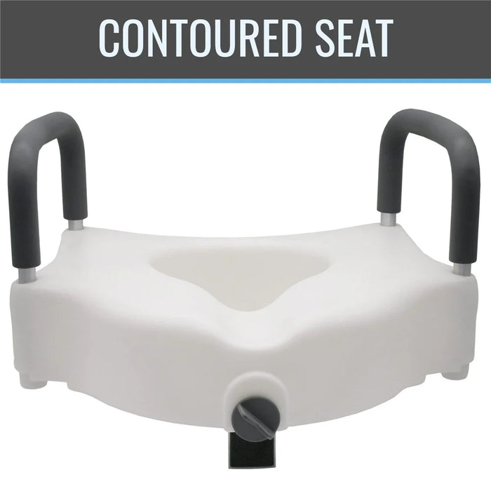Adjustable Toilet Seat Riser with Padded Aluminum Alloy Armrests for Elderly Pregnant  Disabled - 7