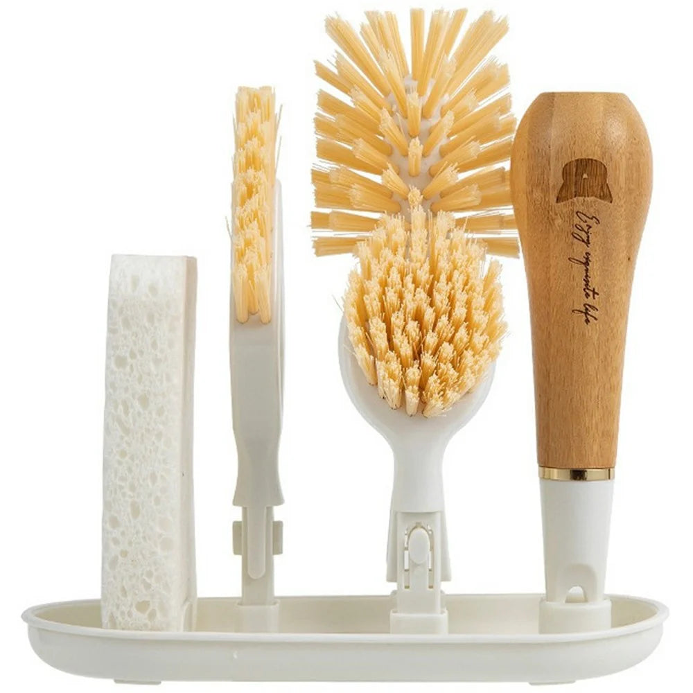 3 in 1 Kitchen Cleaning Brush Set with Replaceable Heads Dish Scrubber Cup Brush Pot Cleaner for Sink  /  Bottle  /  Pan - 1