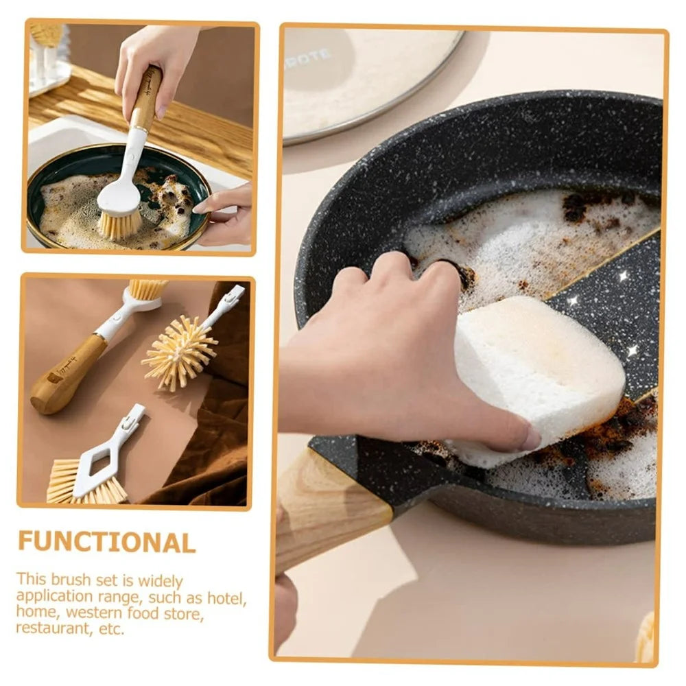 3 in 1 Kitchen Cleaning Brush Set with Replaceable Heads Dish Scrubber Cup Brush Pot Cleaner for Sink  /  Bottle  /  Pan - 2