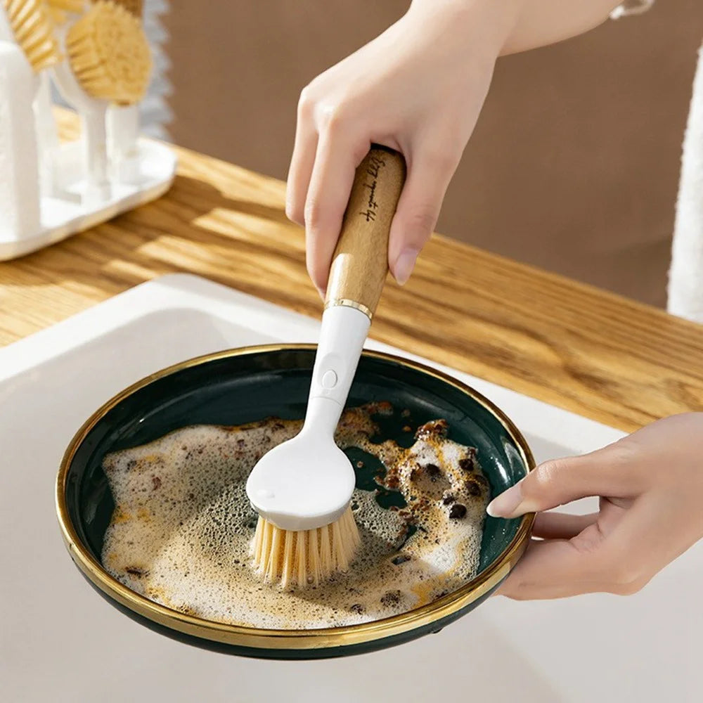 3 in 1 Kitchen Cleaning Brush Set with Replaceable Heads Dish Scrubber Cup Brush Pot Cleaner for Sink  /  Bottle  /  Pan - 3