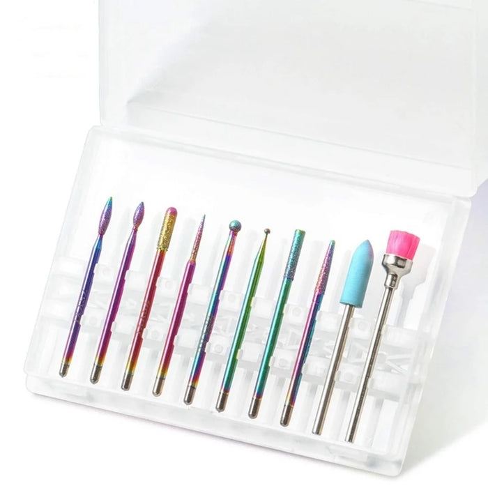 10 PCS Nail Drill Bits Set Tungsten Steel Manicure Tools For Nail Art DIY Home Use - 1