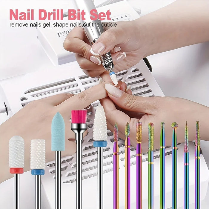 13Pcs Nail Drill Bits Set Ceramic Colorful Grinding Heads Professional Manicure Machine Accessories - 2