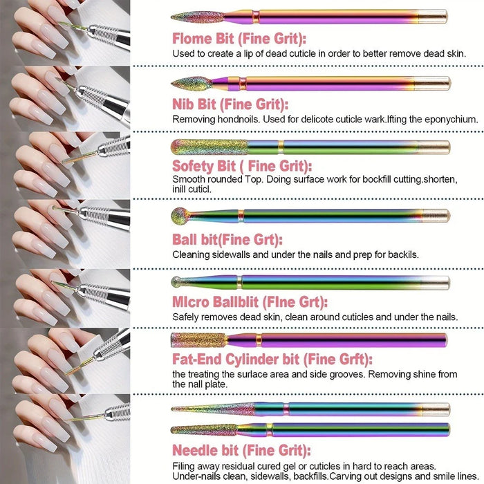 13Pcs Nail Drill Bits Set Ceramic Colorful Grinding Heads Professional Manicure Machine Accessories - 4