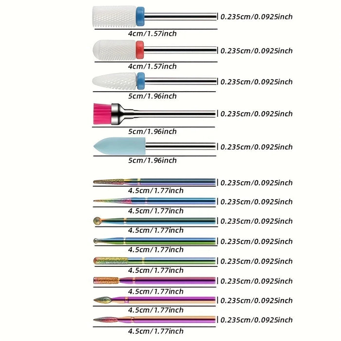 13Pcs Nail Drill Bits Set Ceramic Colorful Grinding Heads Professional Manicure Machine Accessories - 5