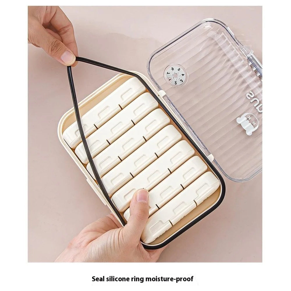 21 Compartments Weekly Pill Organizer Large Capacity Portable Medicine Box Travel Supplement Container - White - 6
