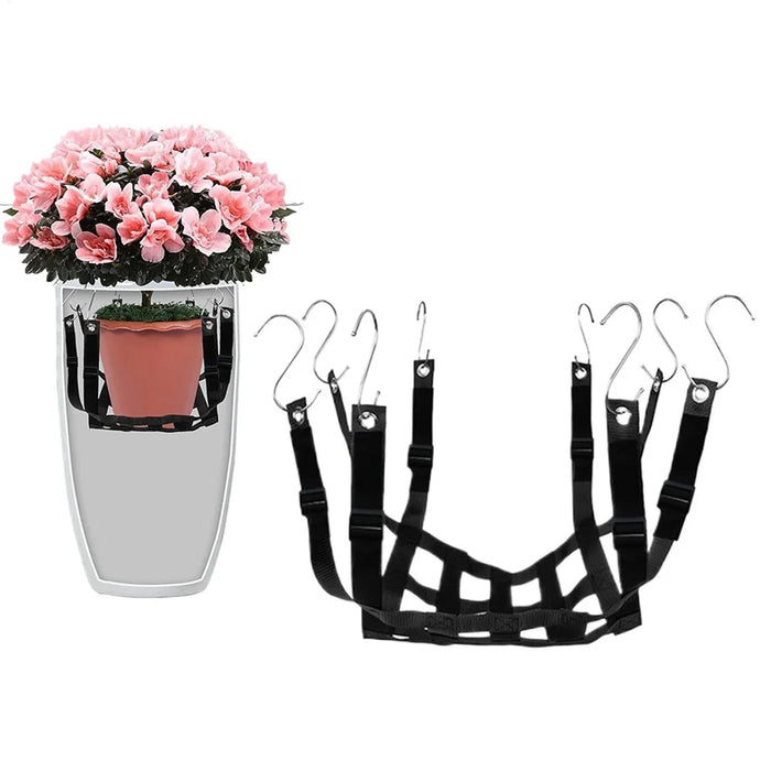 Adjustable Plant Storage Pot Net for Indoor / Outdoor Planter Holder with 8 Hooks - 4