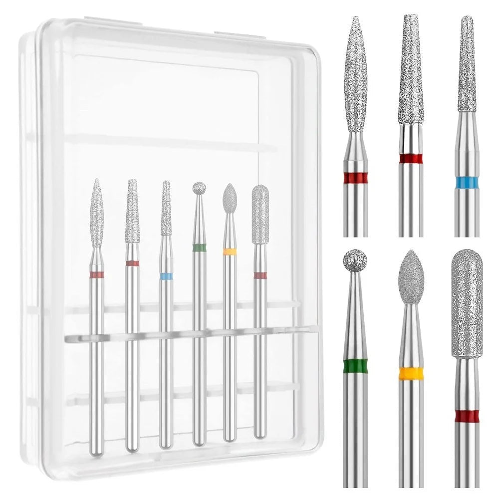 6 PCS Emery Nail Drill Bits Set Cuticle Remover Nail File Heads Manicure Machine Accessories - 1