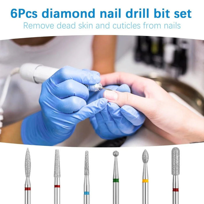 6 PCS Emery Nail Drill Bits Set Cuticle Remover Nail File Heads Manicure Machine Accessories - 3