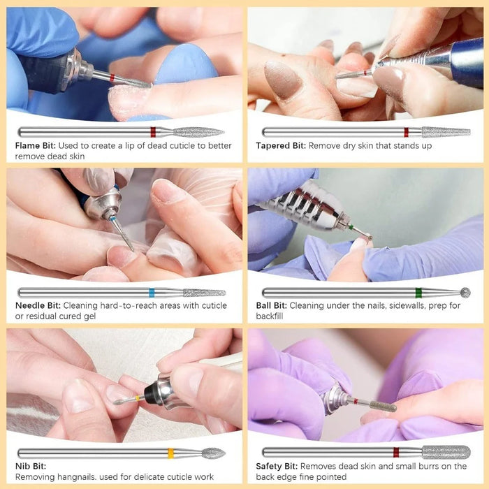 6 PCS Emery Nail Drill Bits Set Cuticle Remover Nail File Heads Manicure Machine Accessories - 7