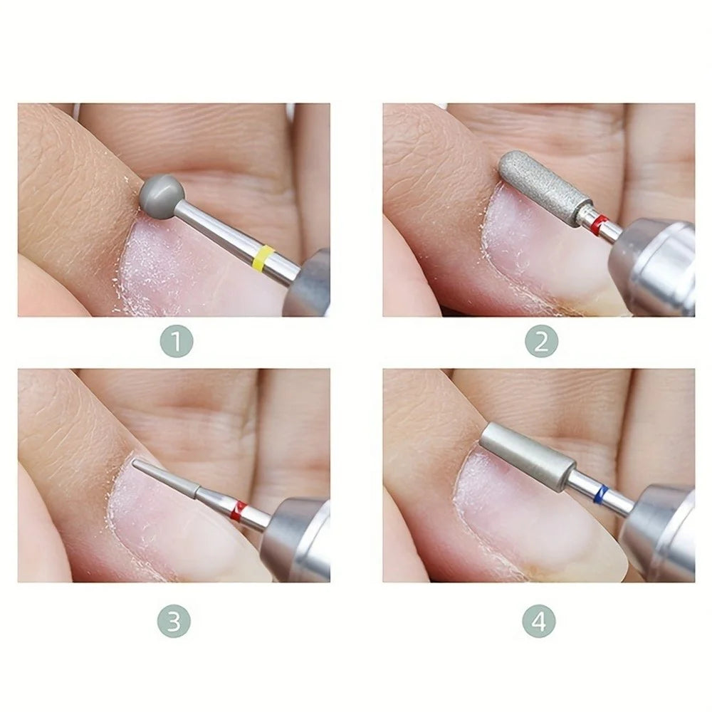 5 PCS Emery Nail Drill Bits Set Cuticle Remover Nail File Heads Manicure Machine Accessories - 4