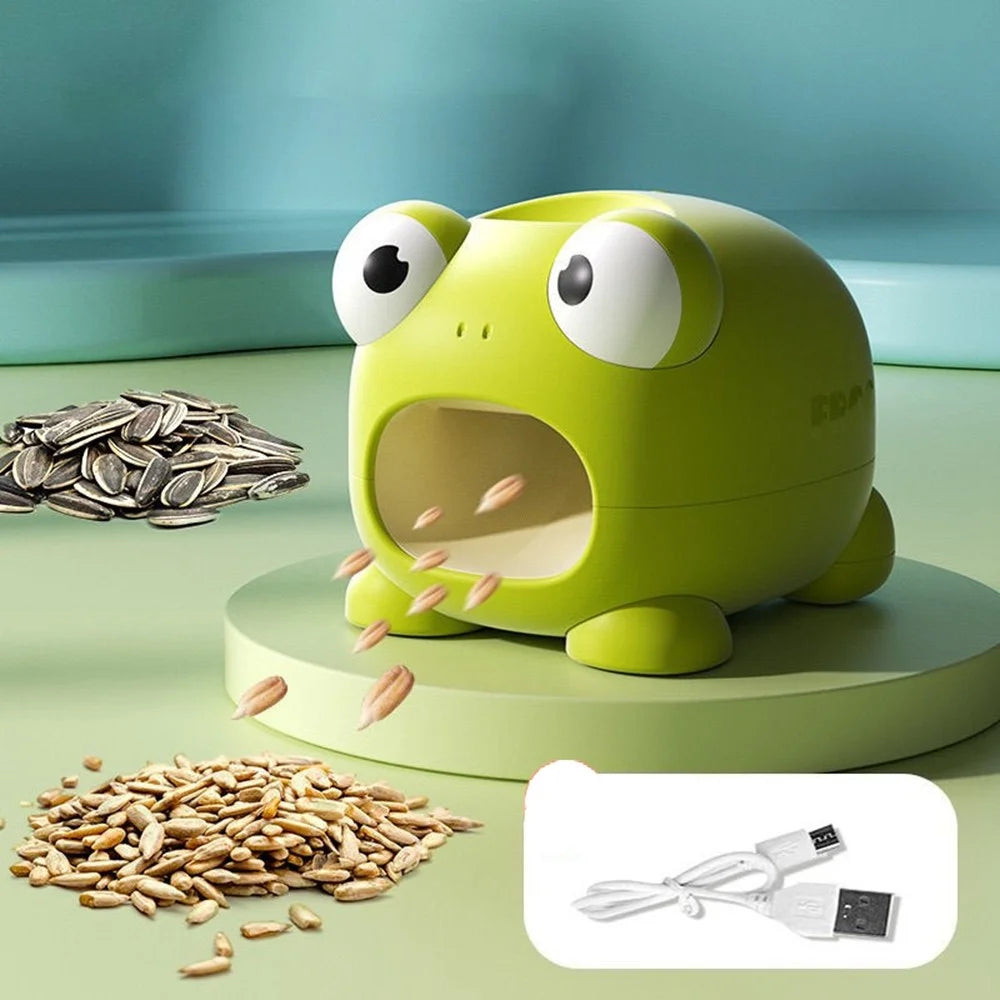 Electric Sunflower Seed Sheller Frog Shaped Automatic Seed Husker Portable Mini Shell Remover - Green - 2