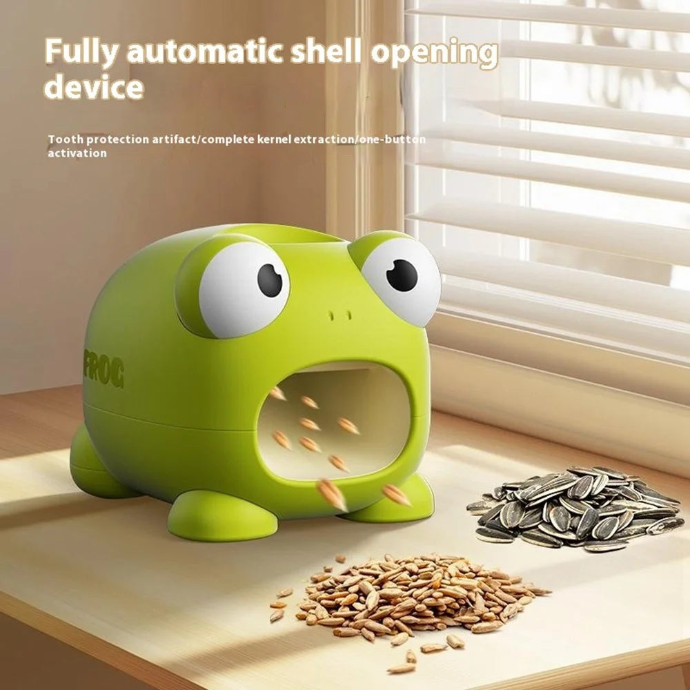 Electric Sunflower Seed Sheller Frog Shaped Automatic Seed Husker Portable Mini Shell Remover - Green - 3