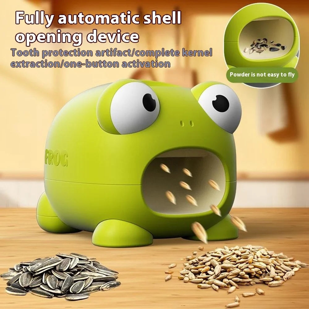 Electric Sunflower Seed Sheller Frog Shaped Automatic Seed Husker Portable Mini Shell Remover - Green - 5