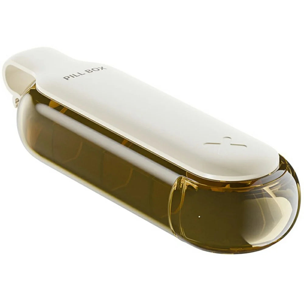 Portable PP Pill Organizer 4 Compartments Daily Travel Medication Box Pill Storage Case  (No FDA, BPA-Free) - Apricot - 1