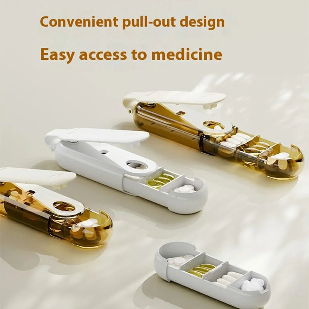 Portable PP Pill Organizer 4 Compartments Daily Travel Medication Box Pill Storage Case  (No FDA, BPA-Free) - Apricot - 3