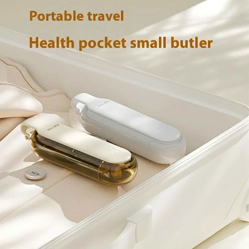 Portable PP Pill Organizer 4 Compartments Daily Travel Medication Box Pill Storage Case  (No FDA, BPA-Free) - Apricot - 5