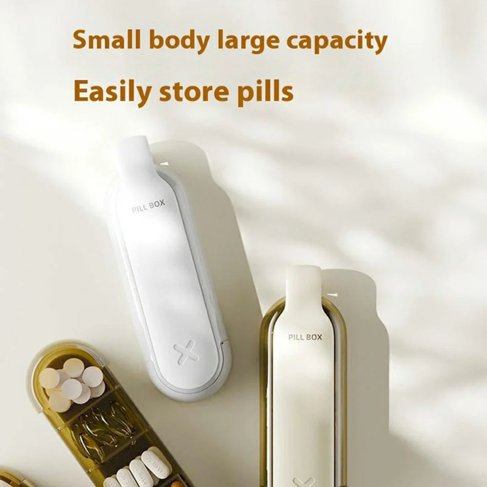 Portable PP Pill Organizer 4 Compartments Daily Travel Medication Box Pill Storage Case  (No FDA, BPA-Free) - Apricot - 6