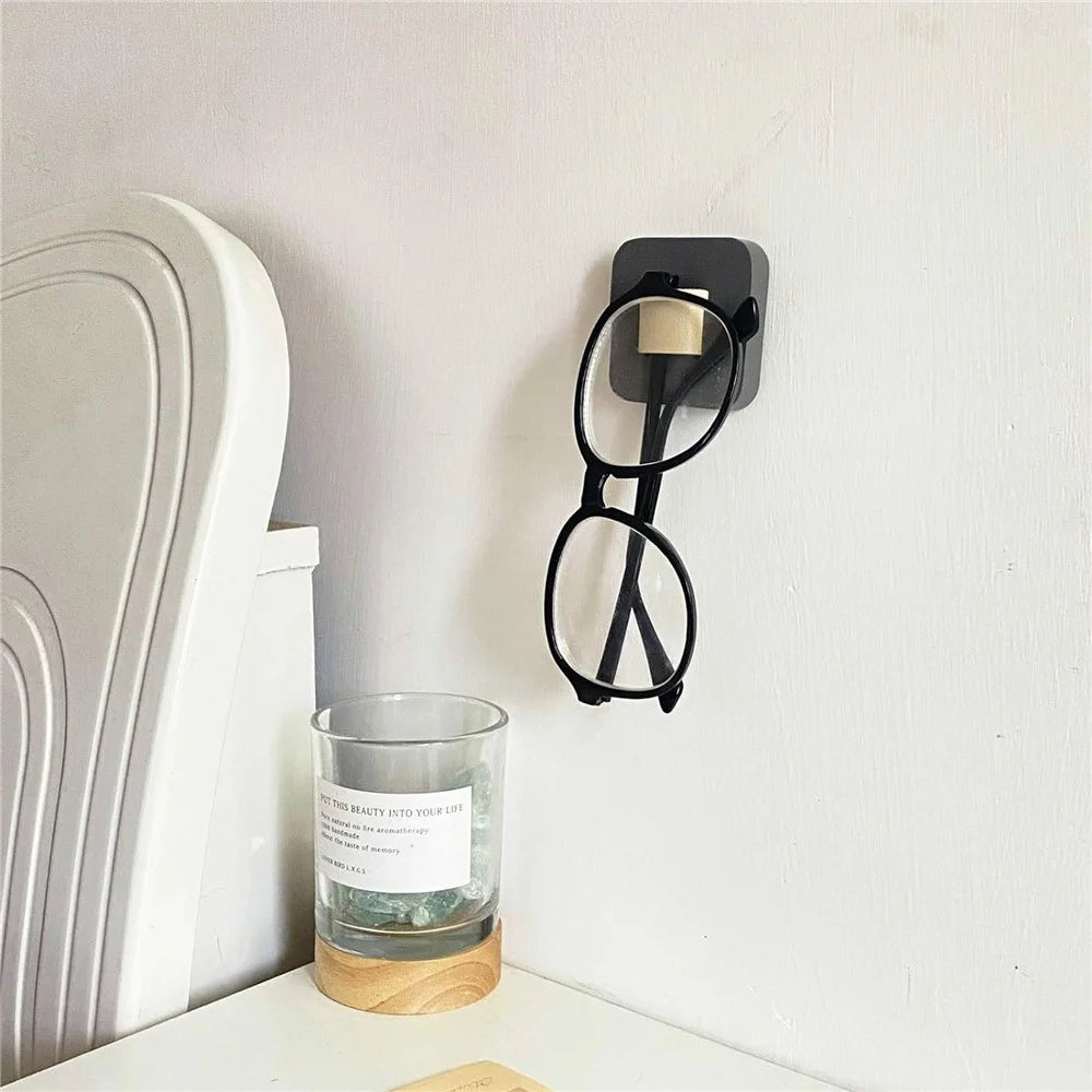 2Pcs Wooden Sunglasses Storage Rack Wall Mounted Living Room Entryway Glasses Holder - Black - 2