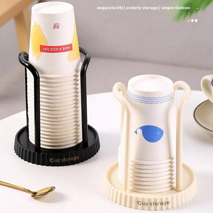 Disposable Cup Dispenser Paper Cup Holder Storage Rack Punching Free for Home - White - 3