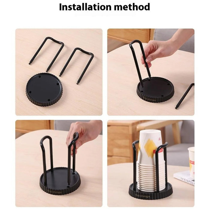 Disposable Cup Dispenser Paper Cup Holder Storage Rack Punching Free for Home - White - 6