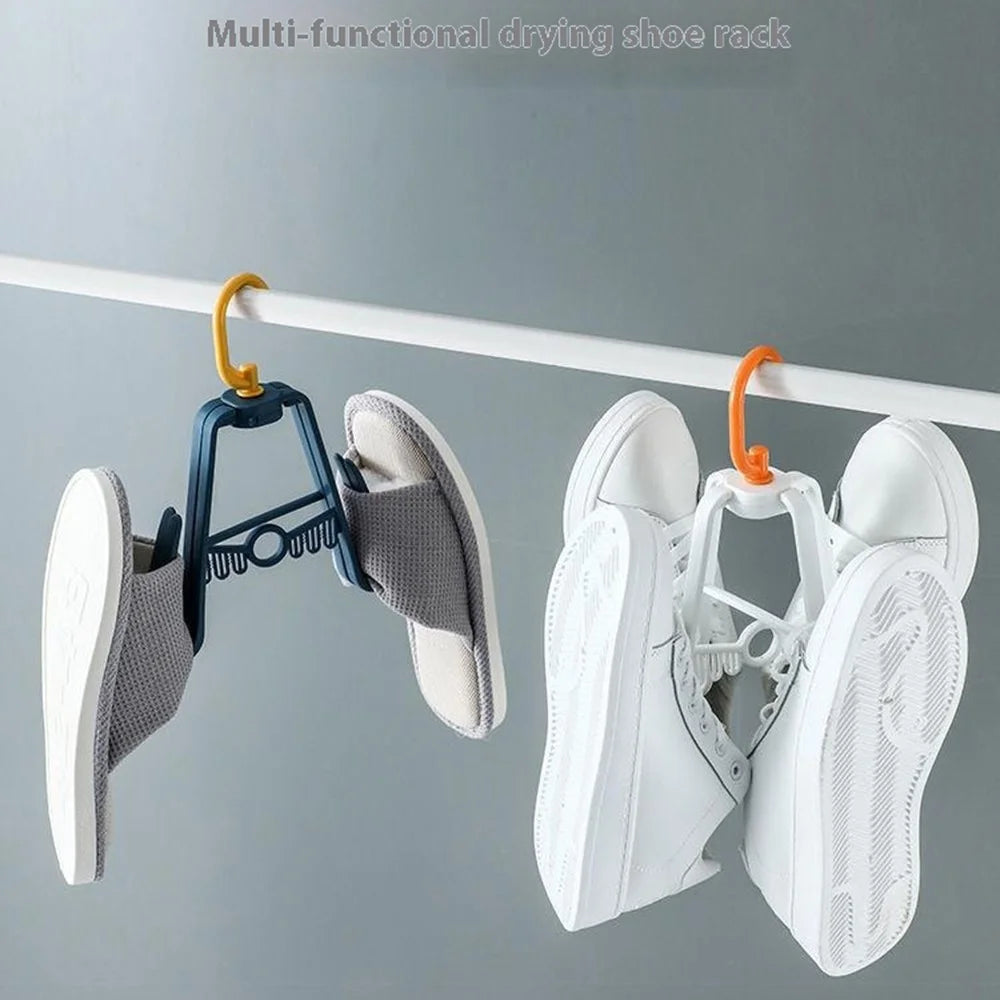 Folding Plastic Shoe Rack Multi Tier Rotating Shoes Drying Rack Space Saving - White - 2